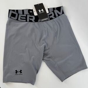 Under Armour‎ Boys Youth YLG LG G Heatgear Compression Shorts Gray Black